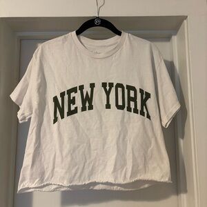 Bohme White Crop Top with New York Print